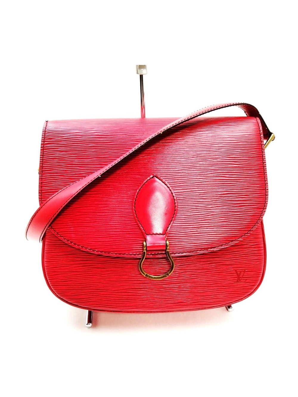 Authentic: Louis Vuitton LV Shoulder Bag M52217 Saint Cloud Red Epi